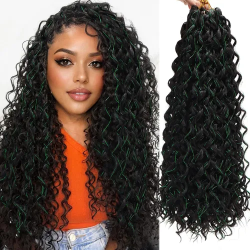 Miniatura 65 de GoGo Curl Crochet Hair 18 pulgadas onda de agua pelo sintético bohemio ganchillo trenzado jengibre onda profunda extensiones de cabello trenzado
