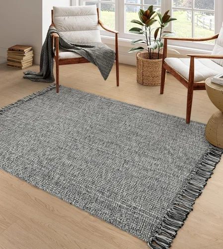 Miniatura 96 de Collive - Tapete de pasillo de cocina, 2 x 4.3 pies, tejido a mano, reversible, lavable, de algodón, color blanco/beige, para baño, pasillo
