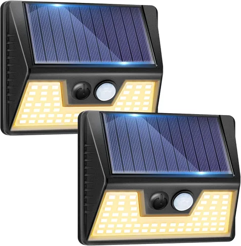 Miniatura 9 de vighep Paquete de 12 luces solares de movimiento para exteriores, luces impermeables para valla al aire libre, luces LED de pared blancas cálidas