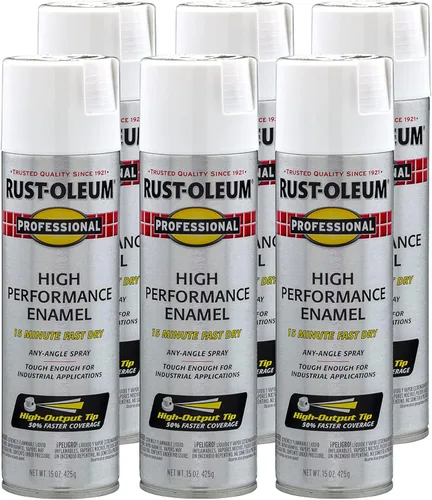 Rust-Oleum 7590838-6PK - Pintura en aerosol de esmalte profesional de alto rendimiento, 15 onzas, blanco plano, paquete de 6 blanco (Flat White)