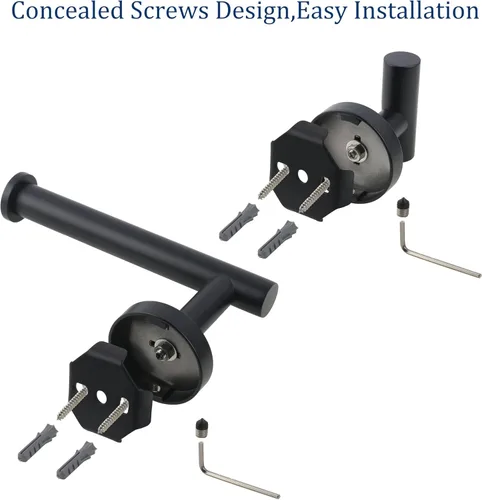 Miniatura 5 de Juego de accesorios de baño negro mate, 3 piezas de acero inoxidable de alta calidad, incluye soportes para papel higiénico de 5 pulgadas y 2