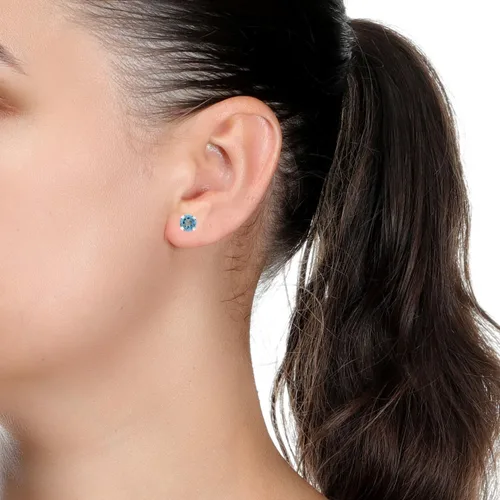 Miniatura 2 de Aretes redondos de piedras preciosas naturales para mujer en oro amarillo o blanco de 14 k con piedra natal de 0.197 in Lavari Jewelers