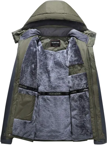 Miniatura 2 de HOW'ON - Chaqueta de invierno con capucha y forro polar, resistente al viento, impermeable, abrigo para montaña