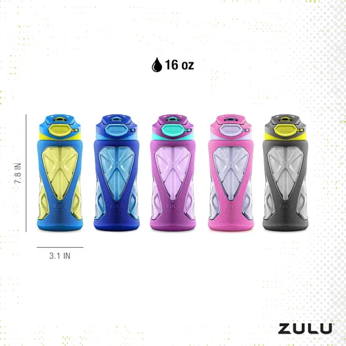 Miniatura 4 de ZULU Torque 2 Pack 16oz Plastic Kids Water Bottle azul (Mojo Blue)