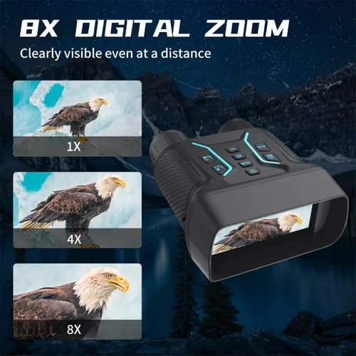 Miniatura 5 de Gafas de visión nocturna y prismáticos de visión nocturna con agarre, video 4K UHD, imagen de 36 MP, pantalla HD de 4.5 pulgadas, zoom digital 8X