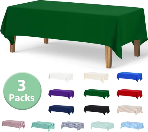 Miniatura 34 de ABCCANOPY Paquete de 3 manteles rectangulares de poliéster de 60 x 84 pulgadas, para interiores y exteriores, resistentes a las manchas, lavable