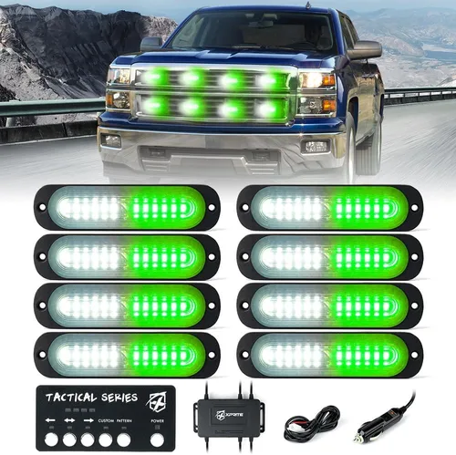 Miniatura 14 de Xprite Kit de luces estroboscópicas LED ámbar para montaje en superficie, parrilla de parrilla lateral, luz intermitente de advertencia