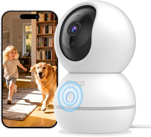 Miniatura 8 de Noorio Cámara de seguridad para interiores, cámara UHD de 4 MP para mascota/perro de 360 grados para seguridad del hogar, llamada de un solo toque