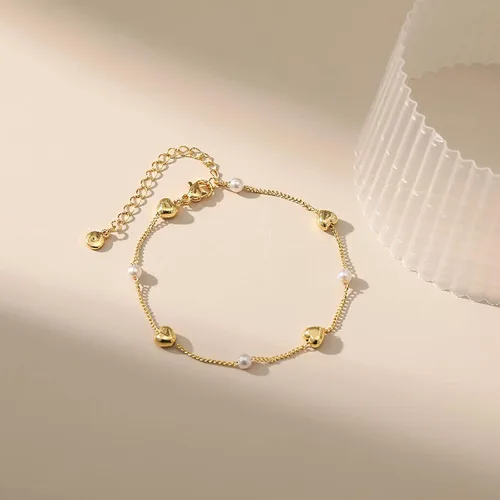 Miniatura 61 de Delicadas pulseras de oro para mujer, chapado en oro 18, ajustable, mal de ojo, mariposa, cuentas, perla, corazón, turquesa, hecha a mano para mujer