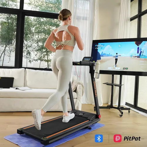 Miniatura 4 de DeerRun Cintas de correr para el hogar con inclinación y asas, cinta de correr plegable de 3.0 HP para espacios pequeños, máquina de correr plegable