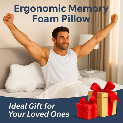 Miniatura 7 de Almohada cervical de alto perfil para soporte de cuello, almohada ergonómica de espuma viscoelástica para dormir de lado, apoyo firme para aliviar