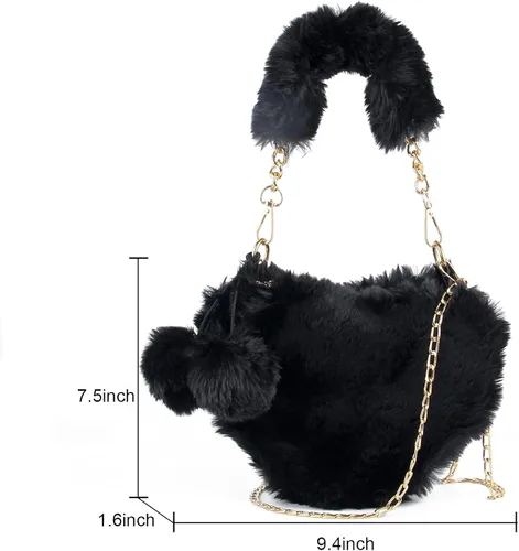 Miniatura 5 de SUKUTU Faux Fur Purse Women's Heart Shaped Evening Handbags Small Cute Phone Crossbody Bag Clutches for Girls