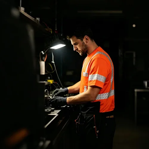 Miniatura 2 de Camisas de seguridad Hi Vis con tiras reflectantes, camisas de construcción de fondo negro para hombres y mujeres