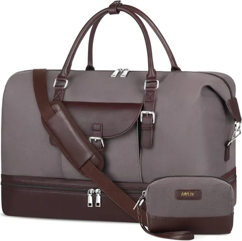 Miniatura 9 de IBFUN Bolsas de fin de semana para mujer, bolsa grande de lona para viaje, bolsa de viaje con compartimento para zapatos, 21 pulgadas, juego de 3