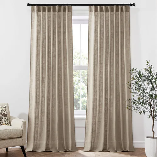 Miniatura 9 de MIULEE Cortinas de lino natural de 84 pulgadas de largo 2 paneles, con pestaña trasera con cinta plisada, cortinas de textura de lino suave y gruesa