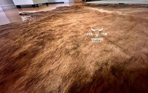 Miniatura 7 de Alfombra de piel de vaca 6x6 Brindle Medium Piel Natural