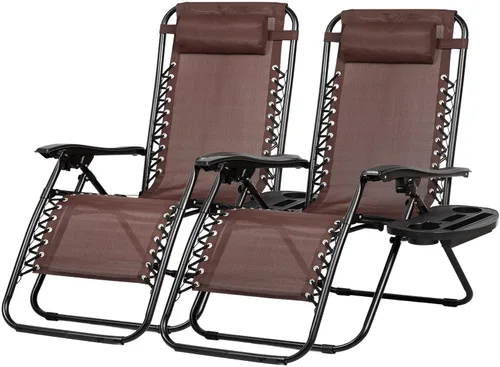 Miniatura 17 de Nazhura Juego de 2 sillas reclinables relajantes para patio, sillas de malla de acero ajustable, silla de salón de gravedad cero, sillas de playa