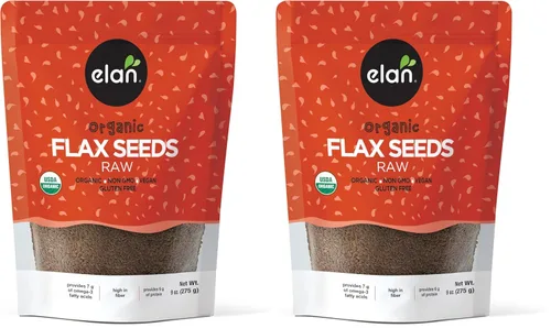 Miniatura 9 de Elan Semillas de lino orgánico, semillas enteras, semillas crudas, sin OMG, veganas, sin gluten, kosher, altas en fibra, gelifican fácilmente