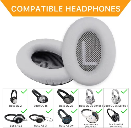 Miniatura 4 de Almohadillas para auriculares Bose QC25/QC35 II/QC35/QC15/AE2 AE2i AE2w almohadillas de repuesto para Bose Quietcomfort 35/Quiet Comfort Plateado