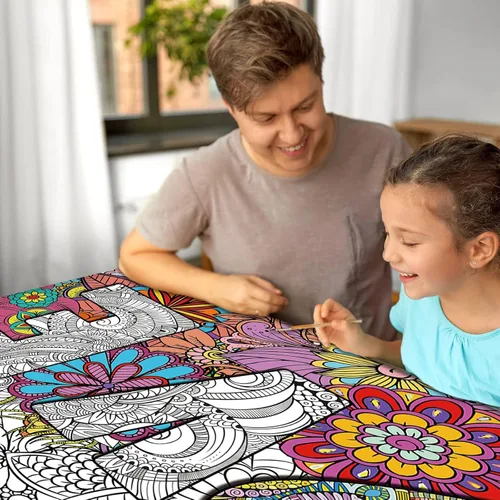 Miniatura 4 de Pósteres gigantes para colorear de mandala de 50 x 25 pulgadas, póster gigante para colorear con mandala para niños, adolescentes y adultos, mantel