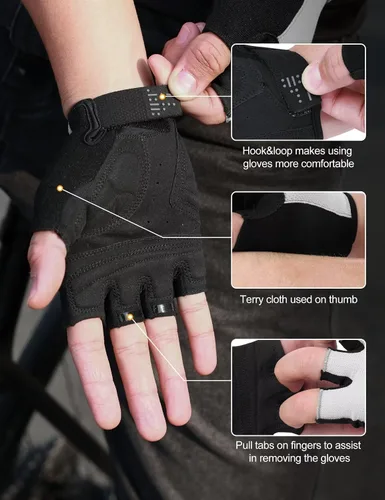 Miniatura 5 de INBIKE Guantes de ciclismo Guantes de ciclismo que absorben los golpes, transpirables, antideslizantes, sin dedos, para hombres y mujeres