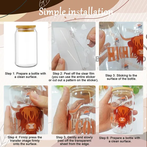 Miniatura 6 de Rngmsi Envoltura de taza UV DTF – 5 hojas de pollo UV DTF envolturas de tazas para 16 oz de animales de granja Uvdtf calcomanías personalizadas