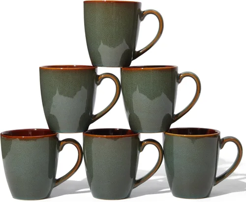 Miniatura 13 de Taza de café Pokini 14 oz, juego de 4 tazas de café de cerámica, taza con esmalte reactivo para café con leche/té/capuchino, juego de tazas grandes