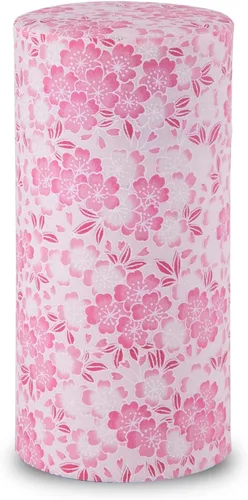 NOREN Lata para Té Japonesa de Hojalata (Papel Yuzen Washi - Oboro Sakura/Rosa), Tamaño de 7.06 oz/Fabricado en JAPÓN con Tapa Interior Incluida