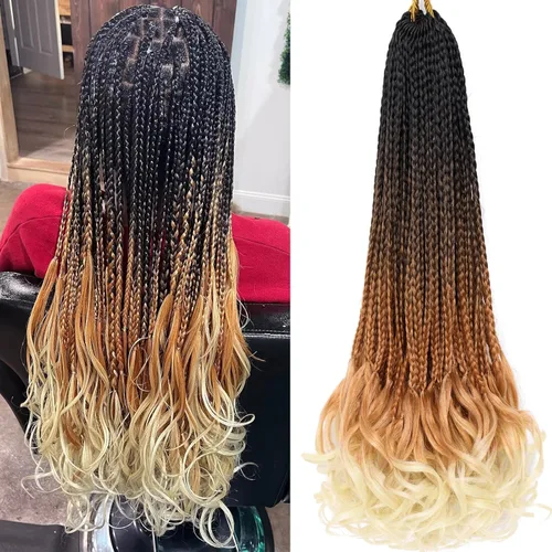 Miniatura 29 de Trenzas de ganchillo rizadas francesas de 22 pulgadas, 8 paquetes, trenzas de caja diosa grises para mujeres, de ganchillo pre-trenzadas con Trenzas