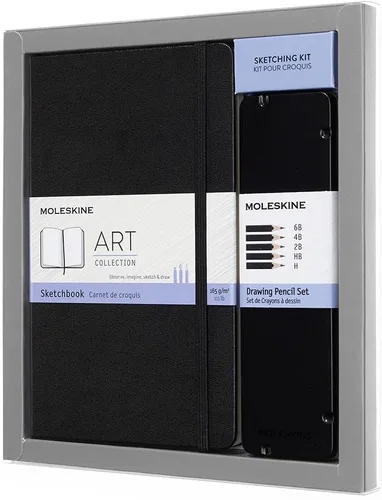 Miniatura 4 de Moleskine Art - Kit de dibujo de la colección de Art, cuaderno de bocetos grande + juego de lápices de dibujo, grande, liso, negro, tapa dura
