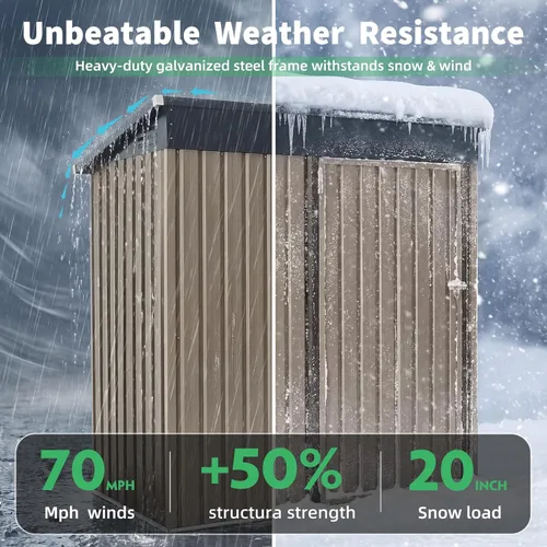 Miniatura 3 de AECOJOY Cobertizo de almacenamiento de metal para exteriores de 3 x 5 pies, cobertizo de herramientas de jardín resistente con puerta de gran