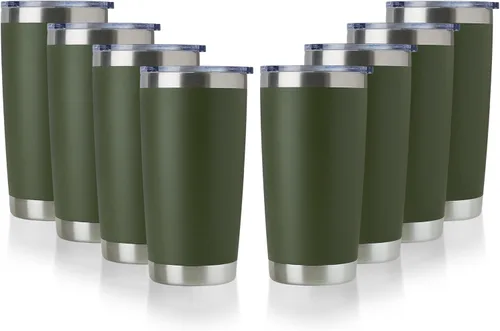 Miniatura 10 de DOMICARE Vaso de acero inoxidable de 20 onzas a granel con tapa, taza de viaje aislada al vacío de doble pared, taza de café con recubrimiento