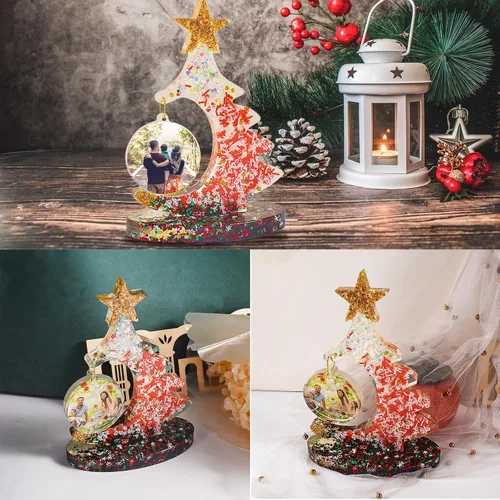 Miniatura 6 de Molde grande de silicona, moldes de marco de fotos de resina, moldes de resina en forma de árbol de Navidad para fundición de epoxi, moldes de marco