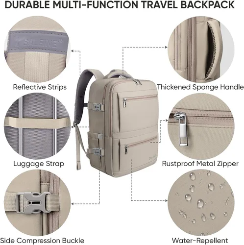 Miniatura 5 de BALEINE Mochila de Viaje para Mujeres y Hombres, Mochila Grande y Resistente de Equipaje de Mano para Laptop, Regalos para Negocios, Casual, Viajes