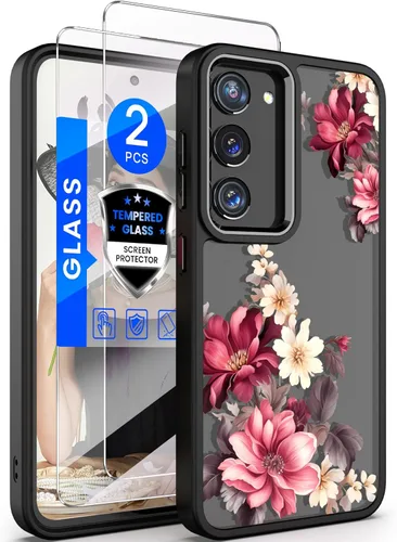 Miniatura 11 de Dretal Funda para Samsung Galaxy S22 5G Floral, de Grado Militar Probada contra Caídas, Parte Trasera Dura y Borde Suave, Funda Protectora de Verde