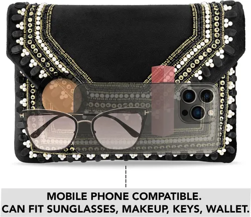 Miniatura 2 de Aheli Bolso de mano para mujer, bolso de novia para casual, correa desmontable, bolsa de noche