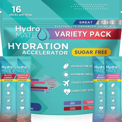 Miniatura 9 de Paquetes de hidratación sin azúcar en polvo de electrolitos Acai Berry HydroMATE 30 Sticks