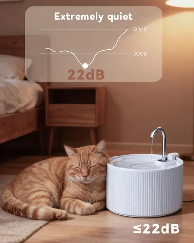 Miniatura 4 de Fuente de agua de cerámica para gatos, fuentes para gatos de 2.2 L/74 onzas para beber en interiores, fuente de agua para mascotas con bomba ultra