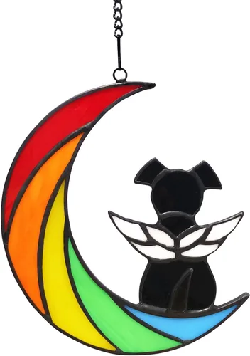 Miniatura 10 de Puente de arco iris de vidrieras para perros blancos, regalos conmemorativos para la pérdida de simpatía del perro, atrapasoles, regalos pensativos