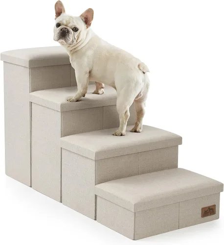 Miniatura 26 de Escaleras para perros con almacenamiento, escalones resistentes de 4 escalones más anchos para perros pequeños, medianos y grandes, rampa para Gris