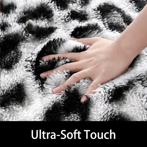 Miniatura 4 de Amearea Soft Small Leopard Rugs for Bedroom, 2x4 Feet Fluffy Black and White Runner Rugs, Comfy Cheetah Print Throw Rug Faux Fur Animal Print Rug