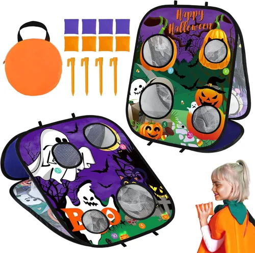 Juegos de Halloween para fiesta de niños, juegos de lanzamiento de bolsas de calabaza fantasma, juegos de fiesta de Halloween, juegos de carnaval