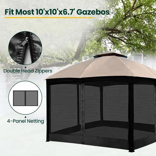 Miniatura 5 de OLILAWN Mosquitera Universal de Repuesto para Cenador, Malla Protectora para Toldo Exterior de 10' x 10', Cortina de Pared Lateral de 4 Paneles