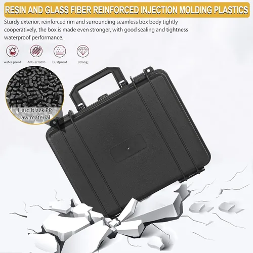 Miniatura 7 de Funda rígida protectora a prueba de golpes y resistente al agua con inserción de espuma DIY personalizada para cámara, etc, 11 X 9.5 X 5 pulgadas