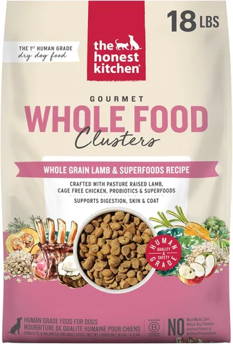 Miniatura 16 de The Honest Kitchen Alimento seco para perros en racimos de alimentos integrales de grado humano, carne de res y avena integrales, bolsa de 20 libras