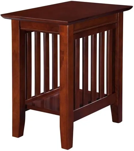 Pemberly Row Mesa auxiliar para silla de madera maciza, acabado de nogal, 22 pulgadas de alto x 14 pulgadas de ancho x 22 pulgadas de profundidad,