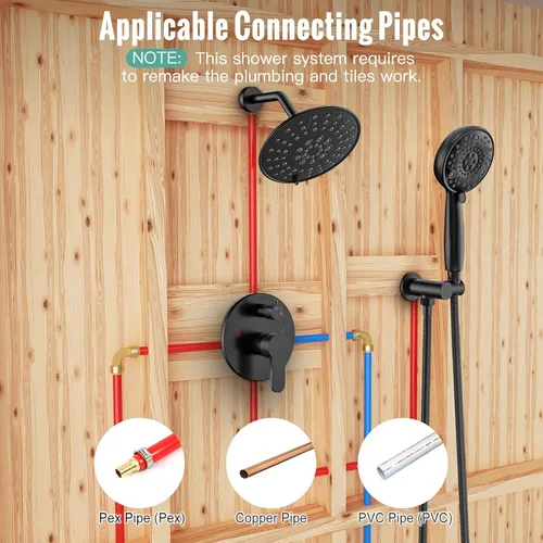 Miniatura 2 de SR SUN RISE Grifo de ducha – Sistema de cabezal de ducha multifuncional de alta presión de 8 pulgadas con accesorios de cabezal de ducha de mano