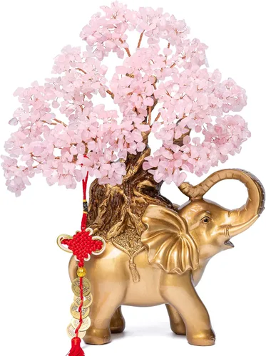 Miniatura 15 de Árbol de Dinero de Cristal de Amatista GEMBOURY en Estatua de Elefante Dorado, Bonsái Grande de 43 cm de Árbol de la Vida, Regalo de Decoración
