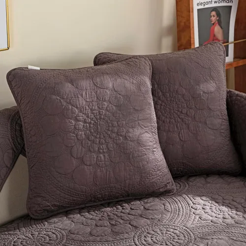 Miniatura 16 de vctops Funda de Sofá con Bordado de Círculo Bohemio de Color Sólido de Algodón Acolchado Antideslizante Fundas de Sofá Seccional Funda de Sofá