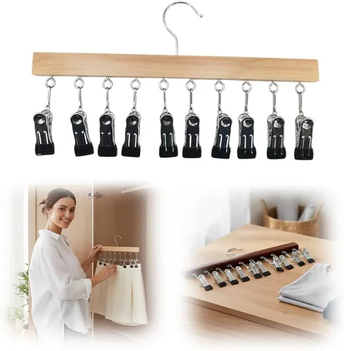 Organizador de leggings para armario, perchas para pantalones con 10 clips, ahorro de espacio para ropa y sombreros, organizador colgante de armario